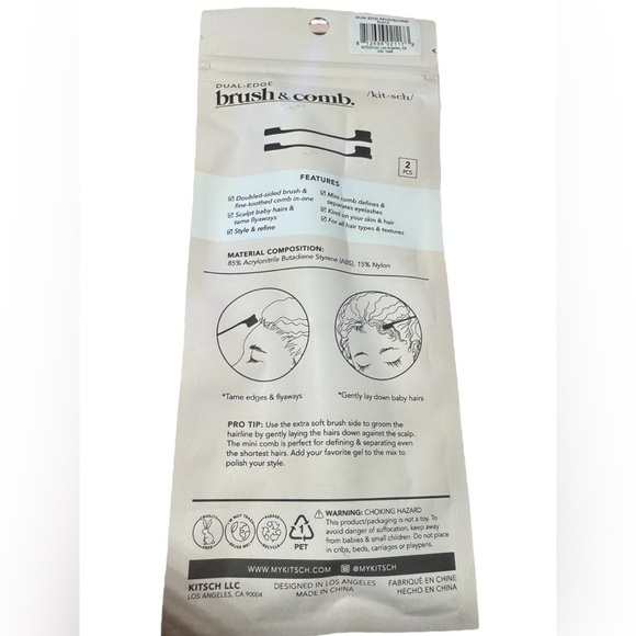 Kitsch Double Sided Edge Control Brushes Soft Nylon Bristles For Bangs, Hairline - Picture 2 of 11